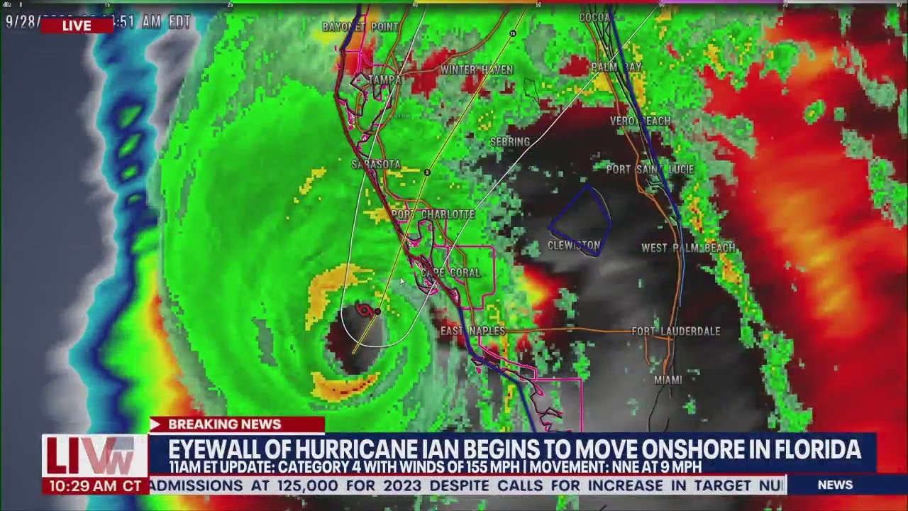 Eyewall of Hurricane Ian begins moving onshore in southwest Florida