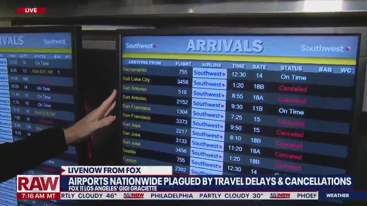 Delays and cancellations pile up at Los Angeles International Airport