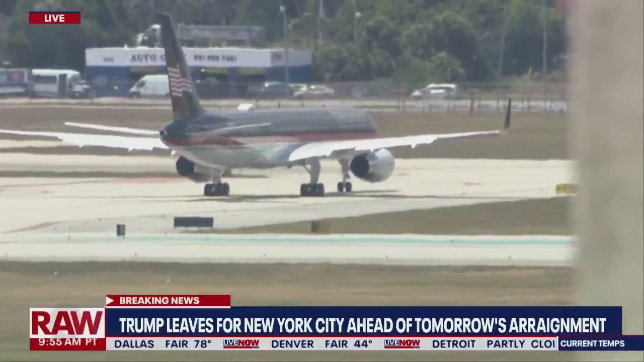 Trump takeoff: Donald Trump departs Florida to New York City ahead of arraignment