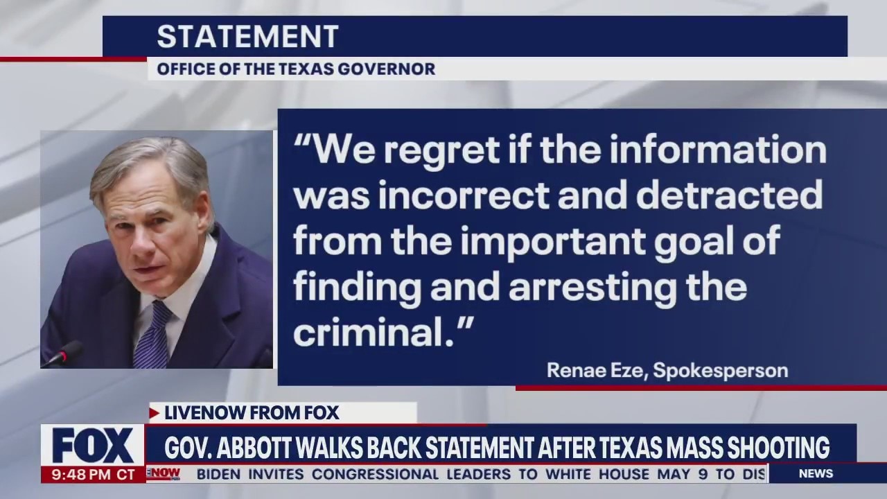 Texas governor walks back shooting comment
