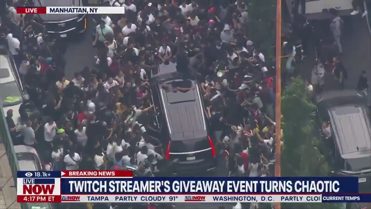 Twitch streamer Kai Cenat giveaway turns chaotic in NYC