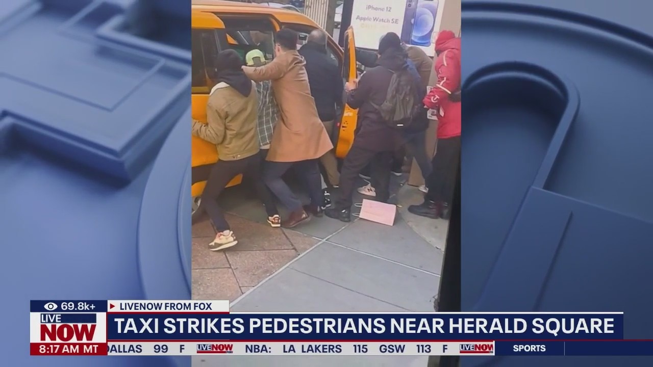 Taxi strikes pedestrians near Herald Square