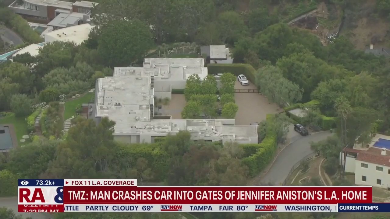 Man crashes car into gates of Jennifer Aniston's home