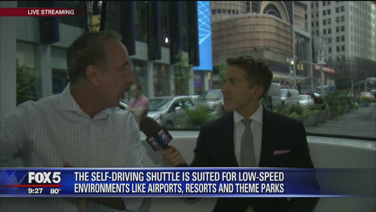 Self-driving shuttle in Times Square