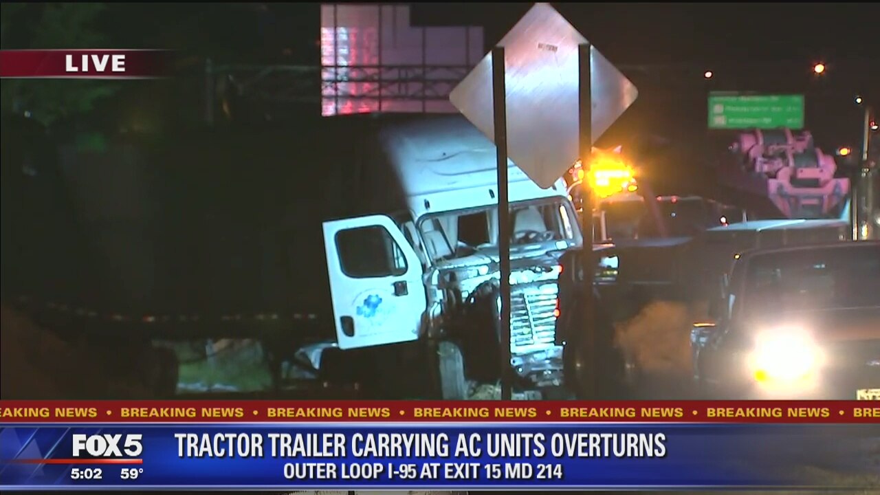 Overturned tractor trailer causes delays in Prince George?s County