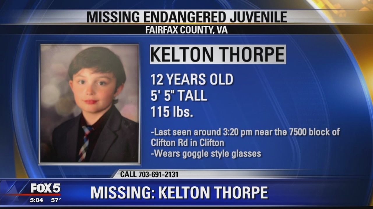 Police search for missing 12-year-old boy in Fairfax County