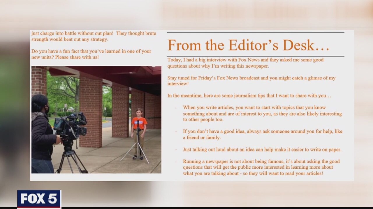 Fairfax County third grader producing newsletter