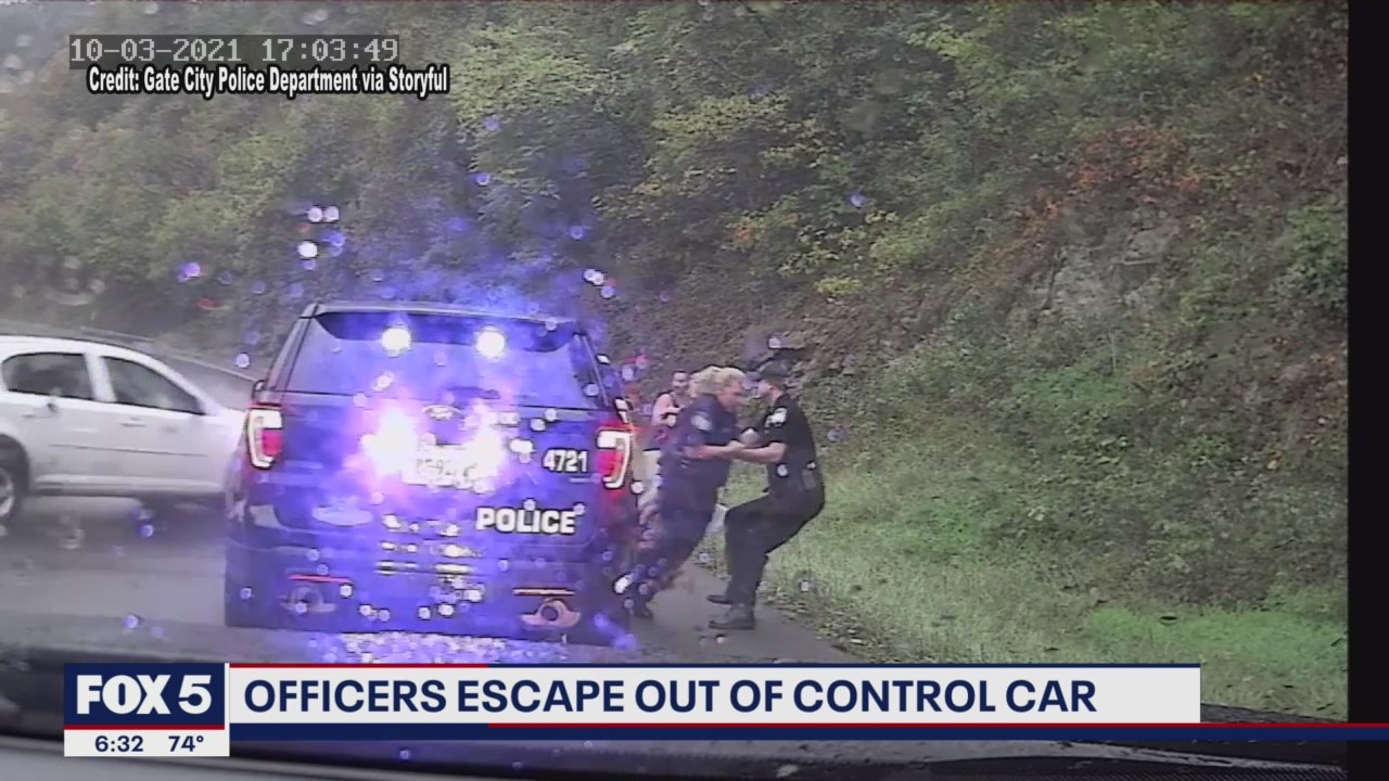 Virginia police officer pulls another cop out of path of out-of-control car