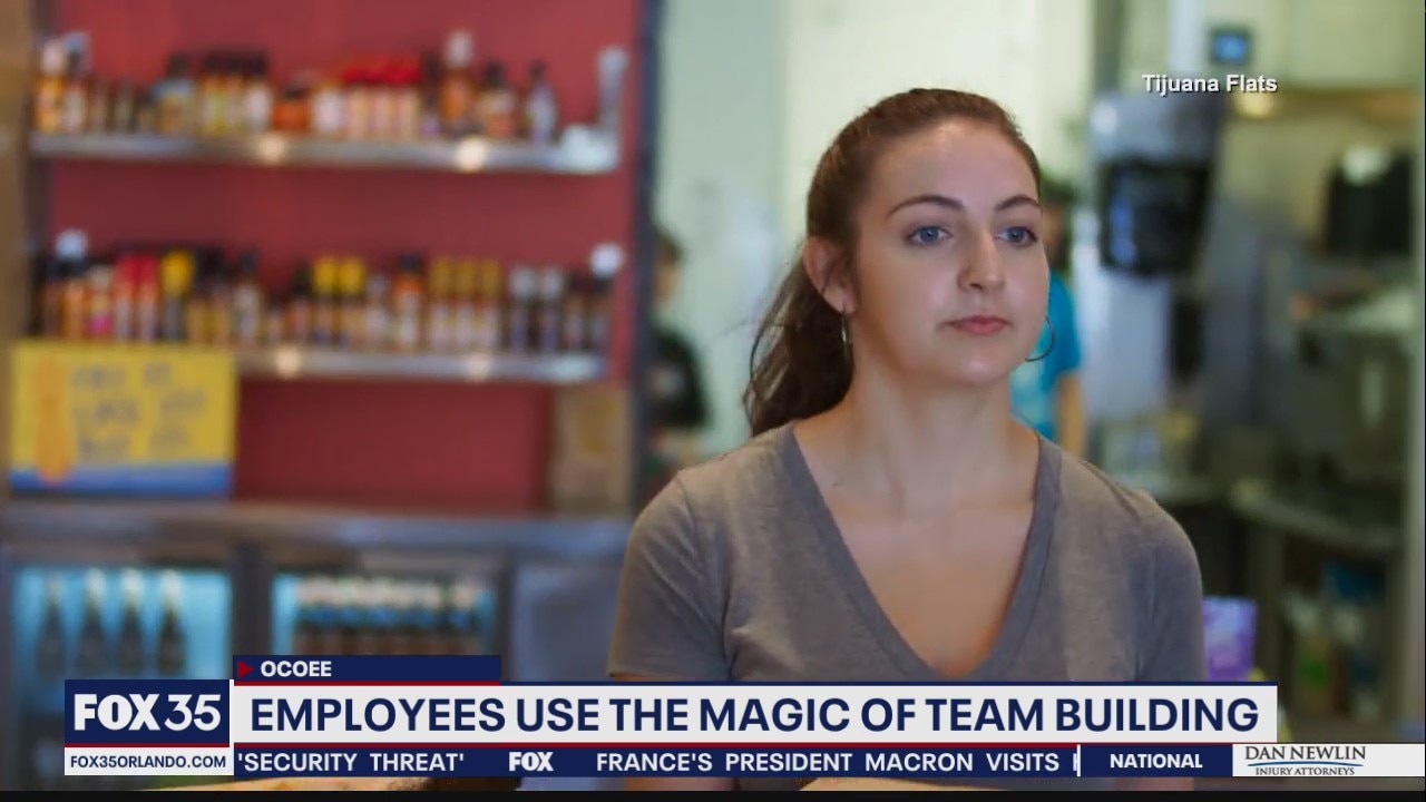 Employees using the magic of team building
