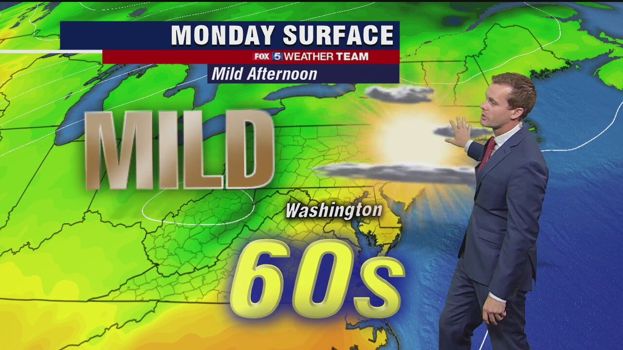 Monday morning scattered showers ; clear, mild afternoon