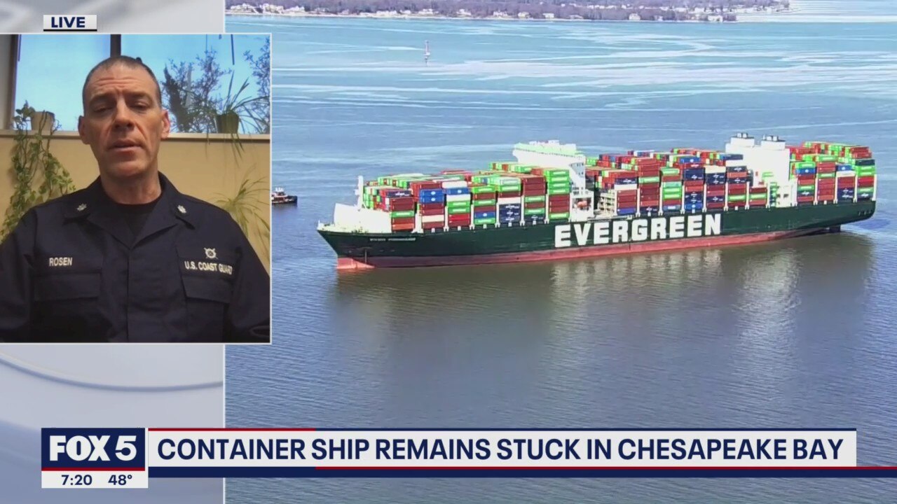 Container ship remains stuck in Chesapeake Bay