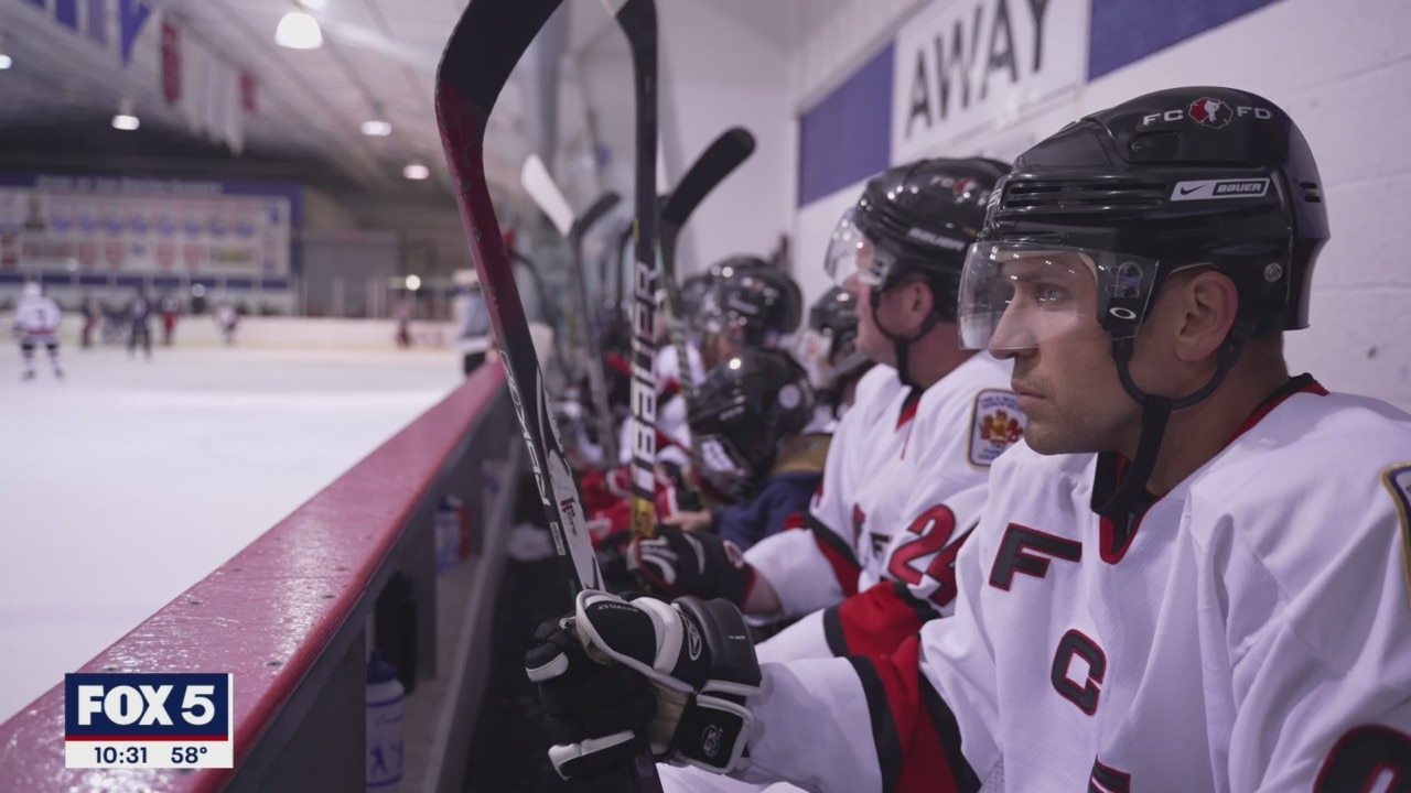 Fairfax County Police face firefighters In charity hockey game
