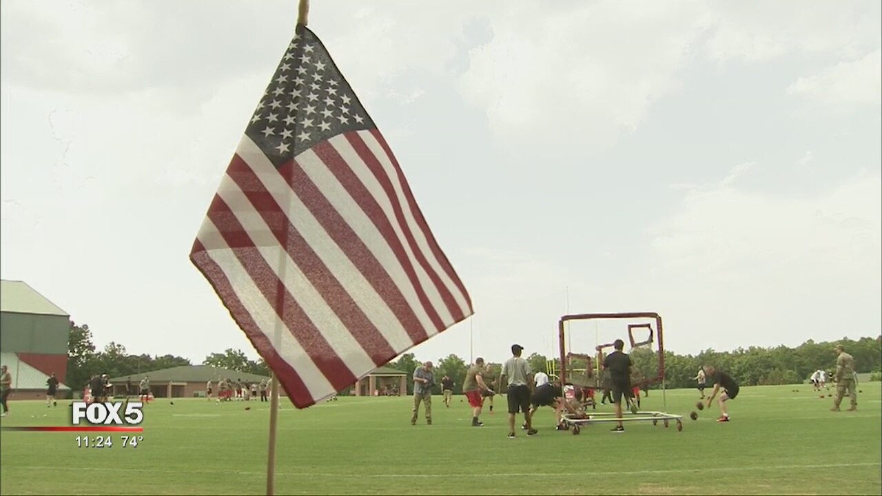 Falcons rookies team up with soldiers at event