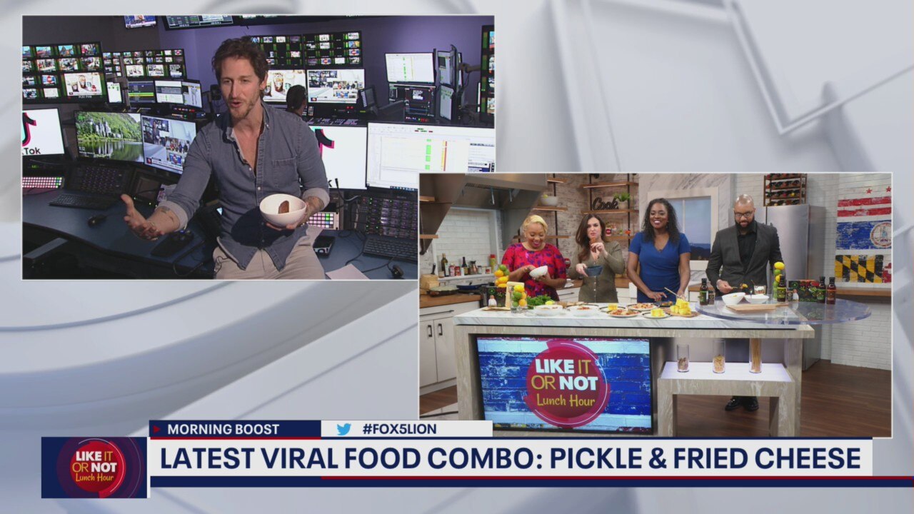 Trying pickles and fried cheese