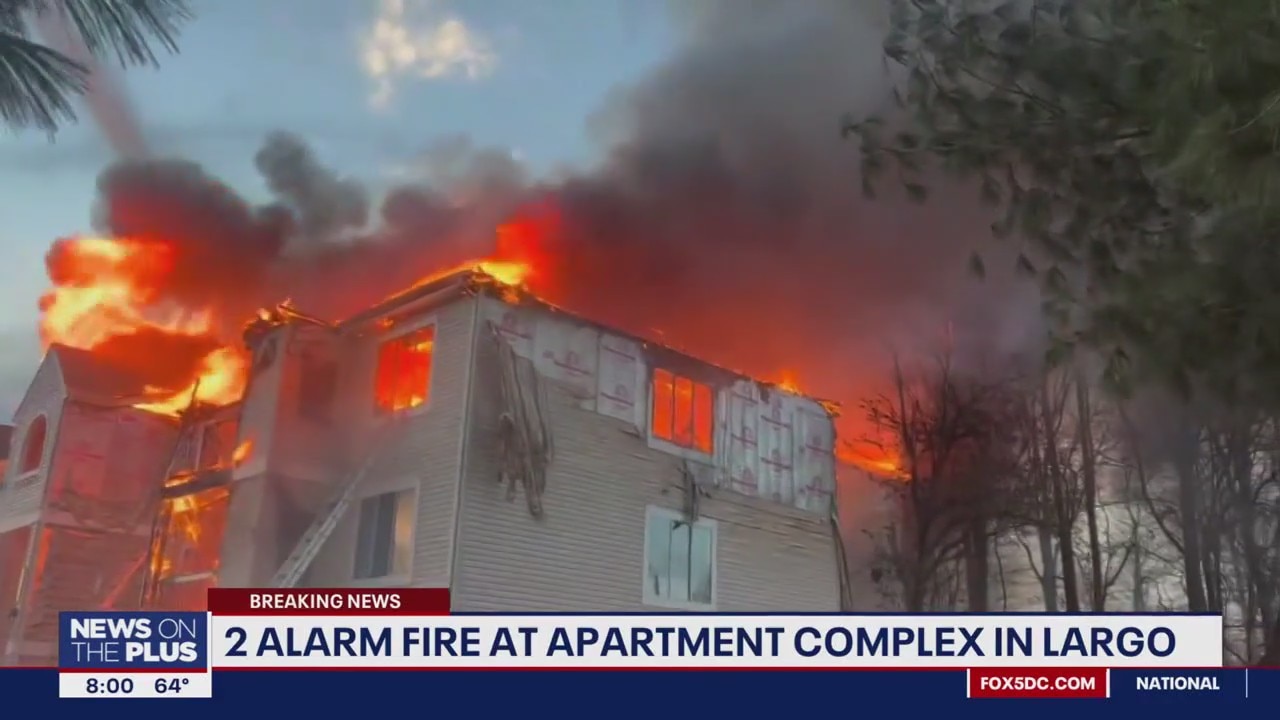 2-alarm fire tears through apartment complex in Largo