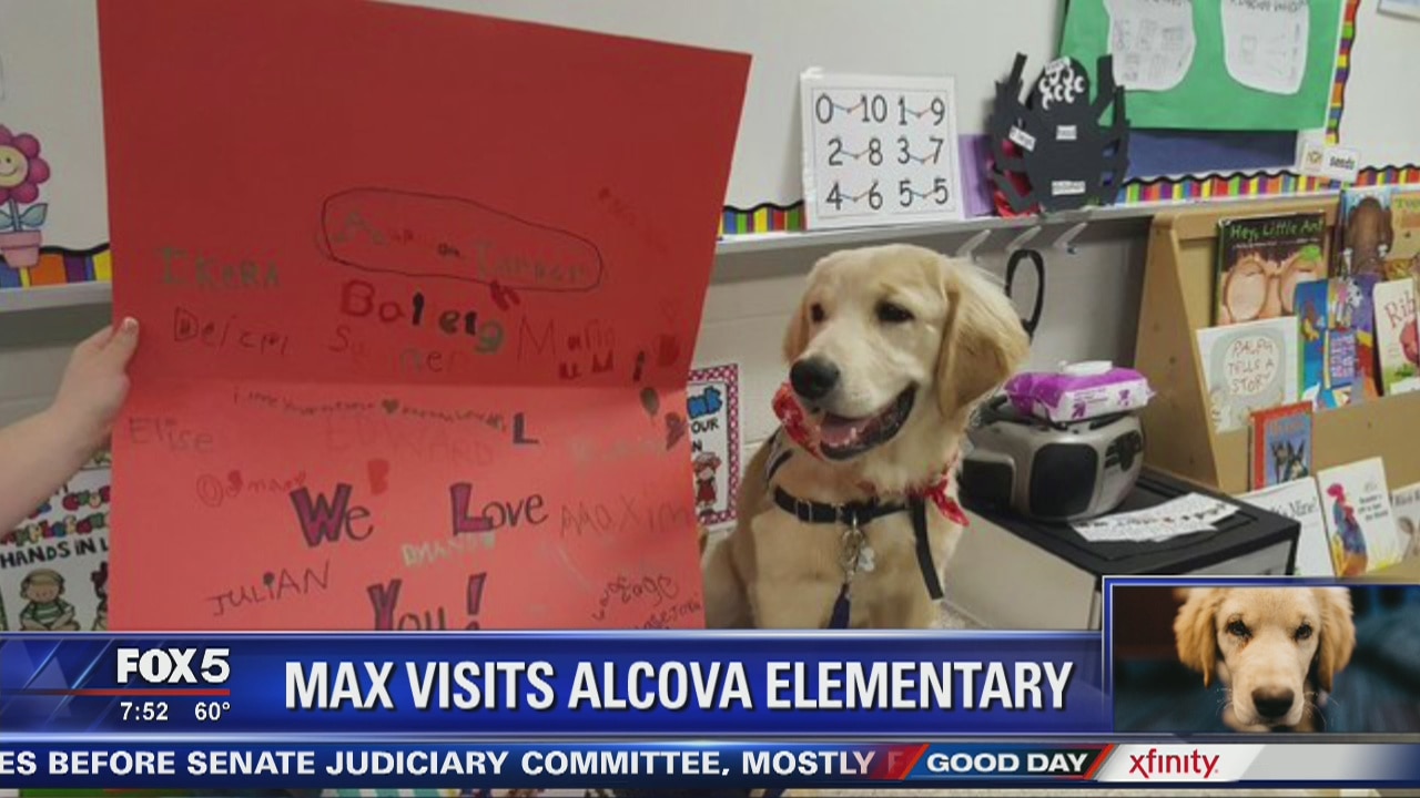 Max visits Alcova Elementary School