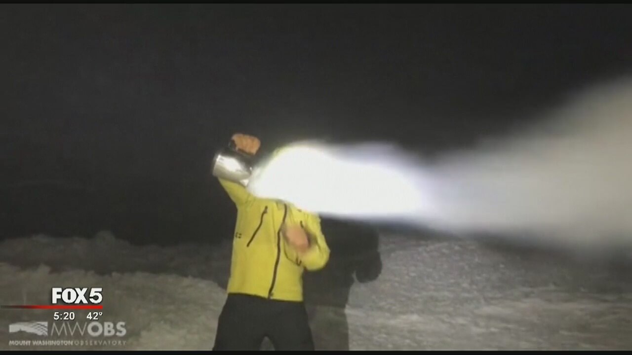 Boiling water freezes