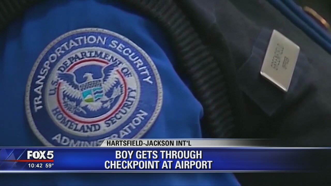 Boy gets through checkpoint at airport