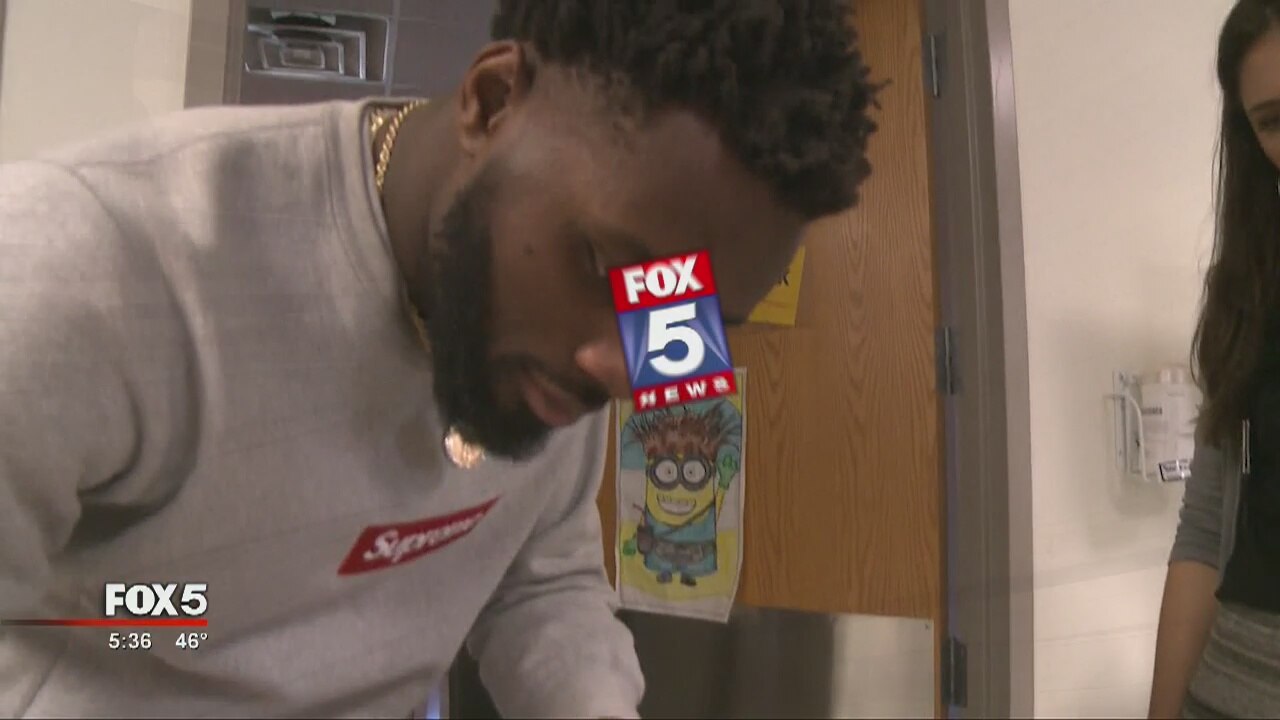 Atlanta Falcons player visits Children's Healthcare at Egleston
