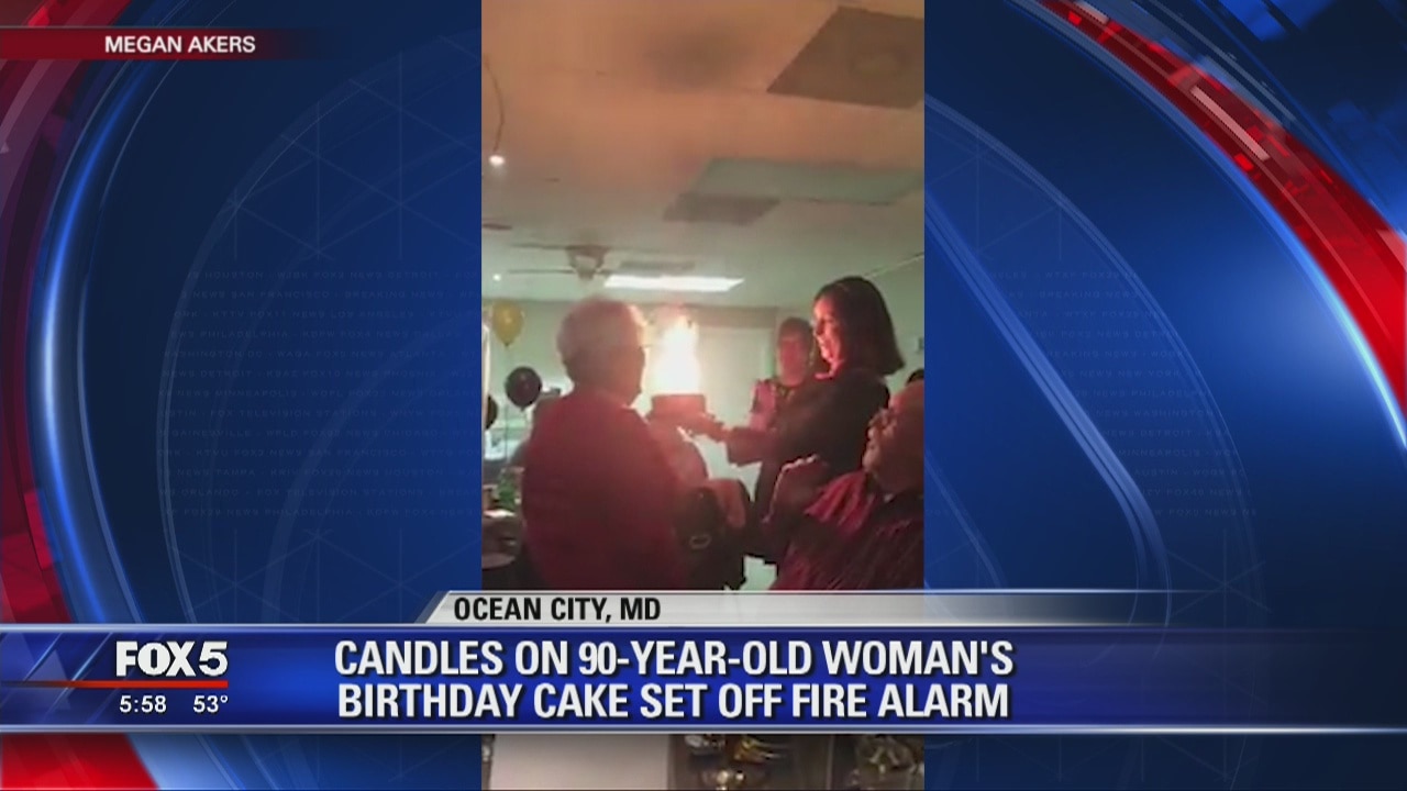 Candles on 90-year-old woman's birthday cake sets off fire alarm