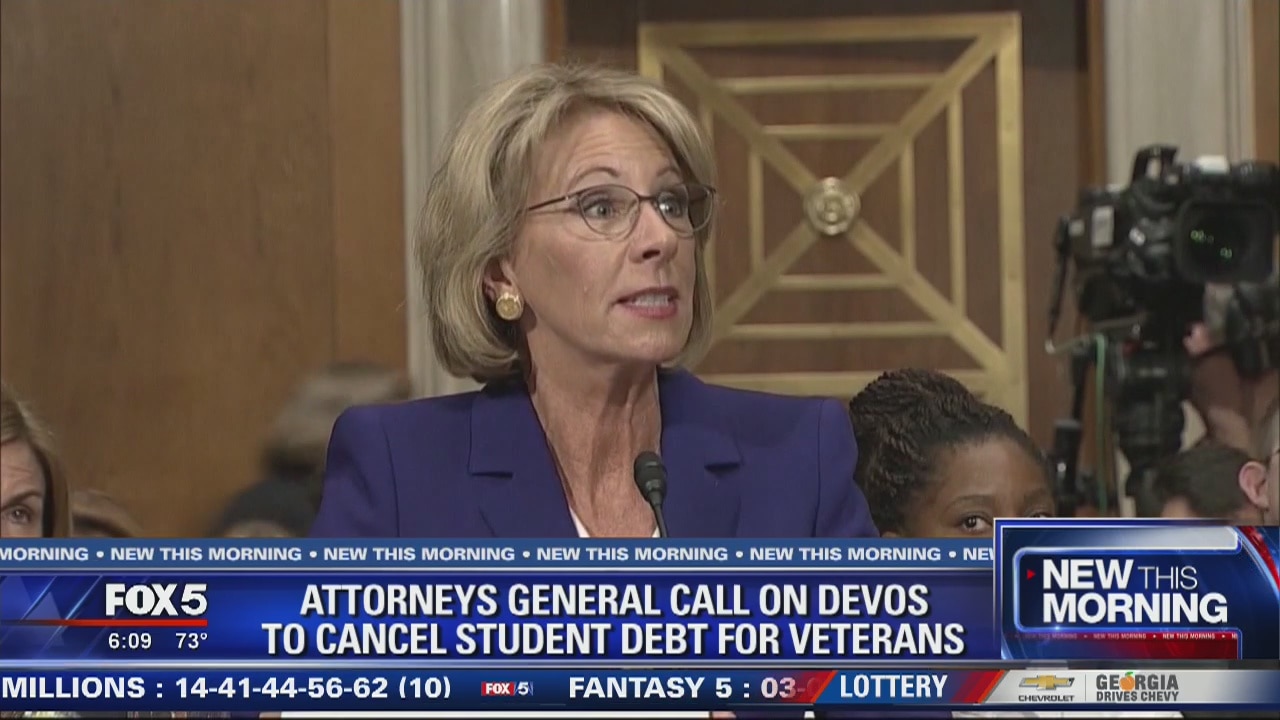 Attorneys generals call on DeVos to cancel veteran's student loan debts