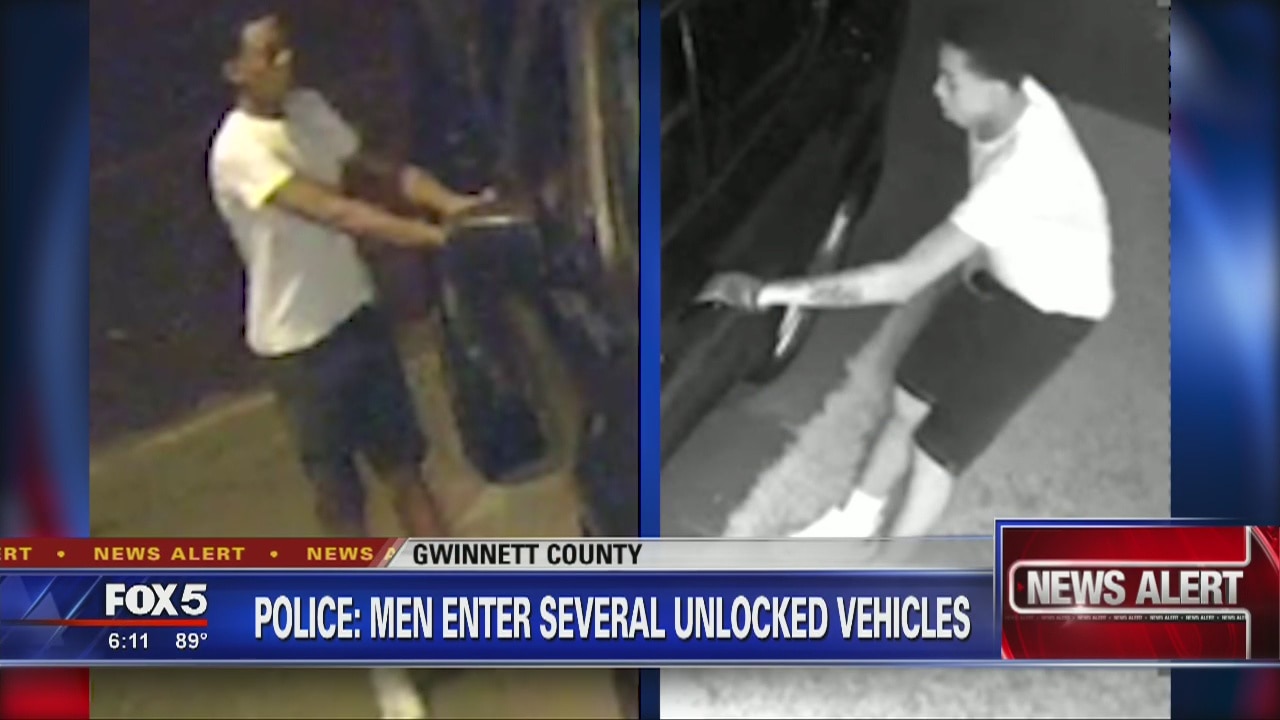 Men enter several unlocked vehicles