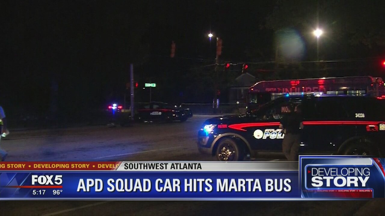 APD squad car hit MARTA bus