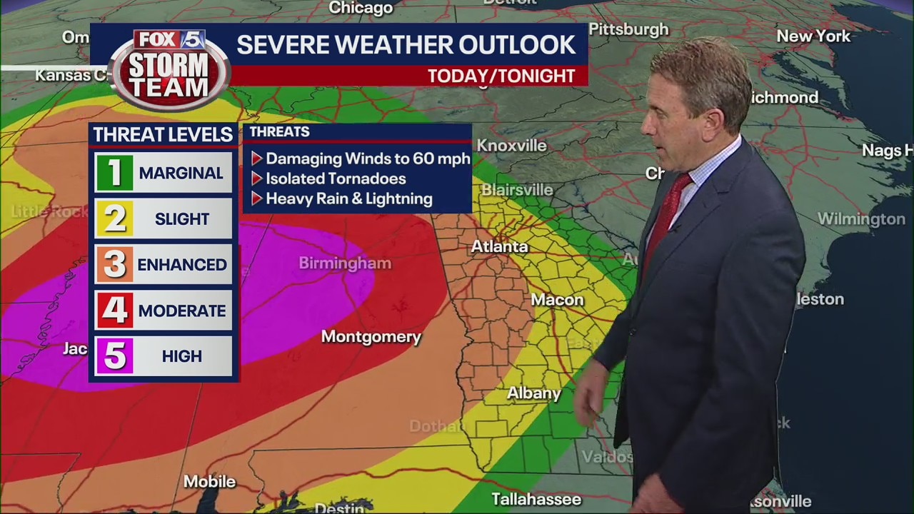 Wednesday noon forecast - severe weather outlook