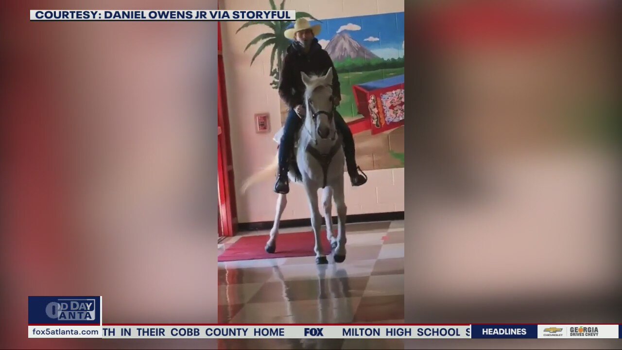High school senior rides horse to school