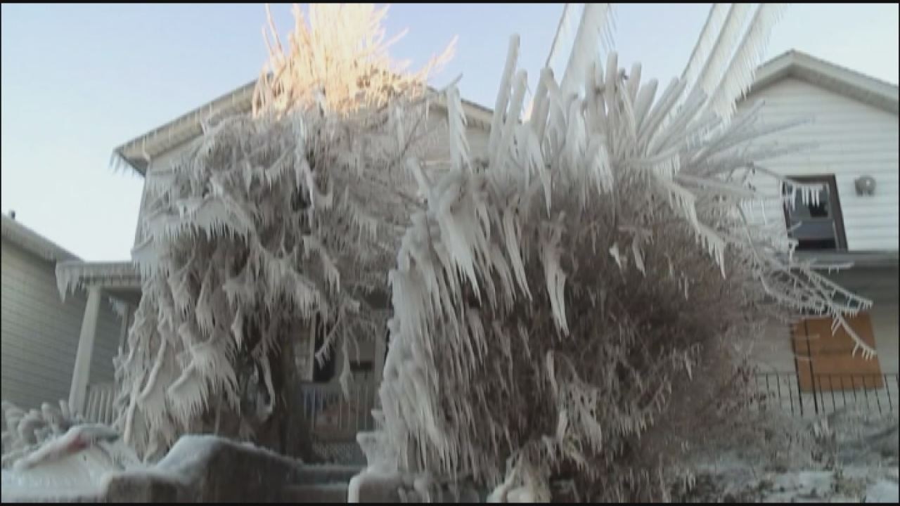 RAW: Water main break ices town