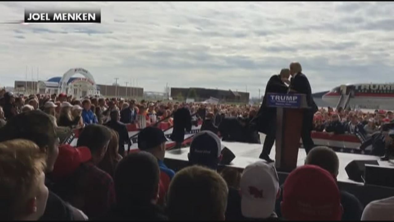 Protester storms stage at Trump rally