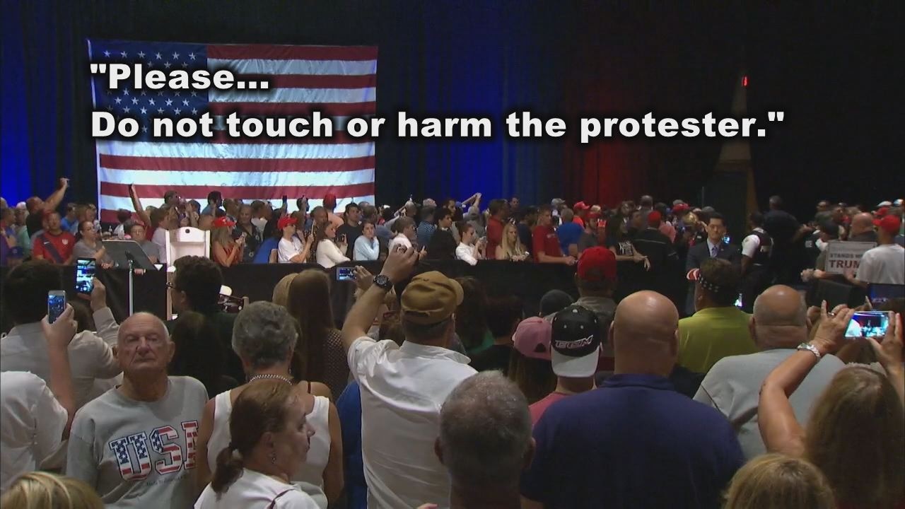 RAW: Warning for Trump crowd