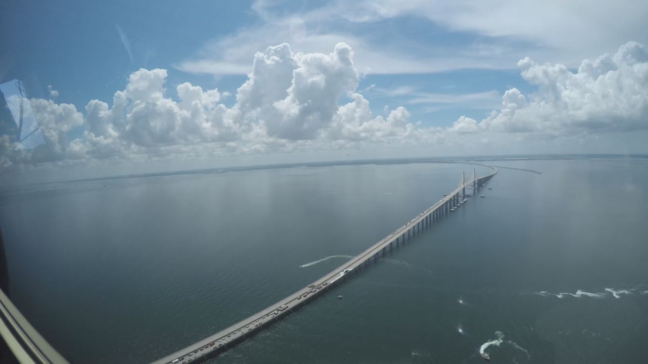 Fly in SkyFOX over Tampa Bay