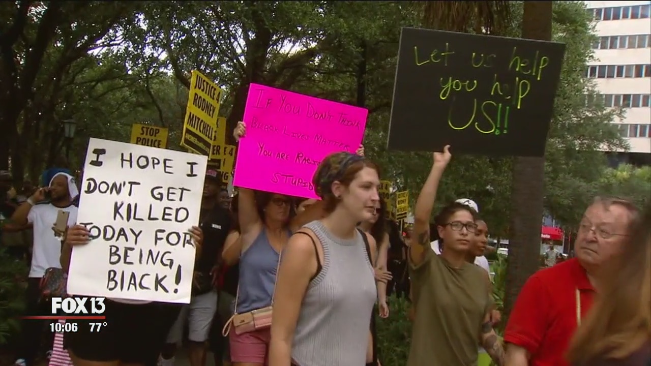 Black Lives Matter group marches in Tampa