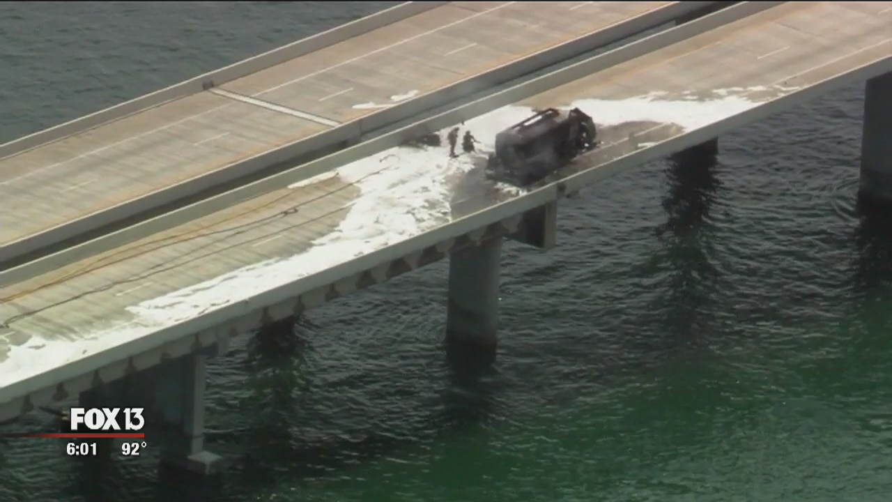 Skyway Bridge closed overnight after fiery crash