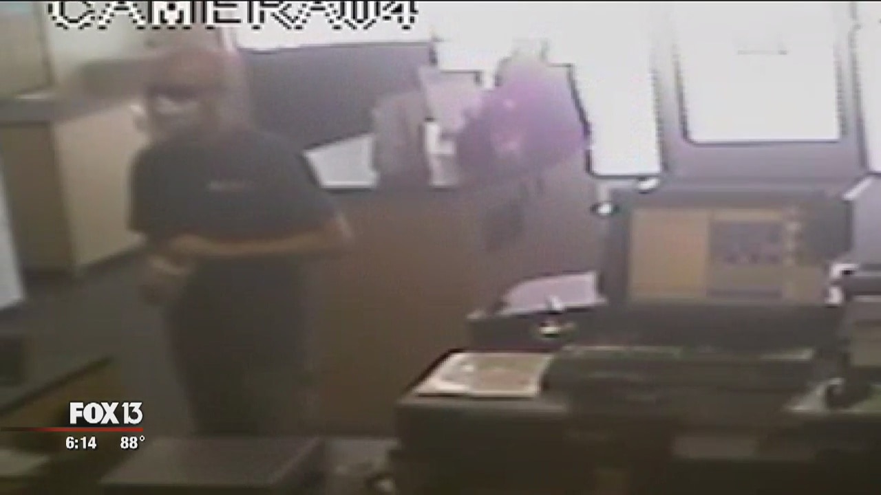 Man swipes Toys for Tots donation box