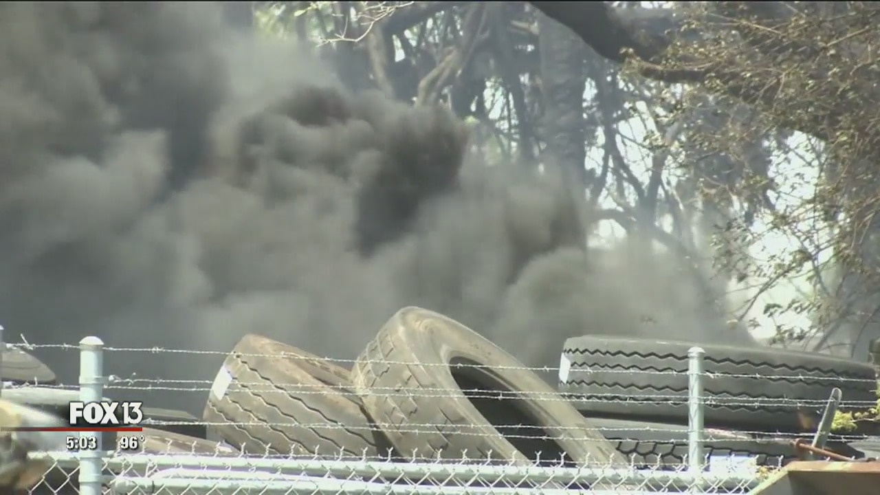 5-alarm tire fire burning in Bradenton