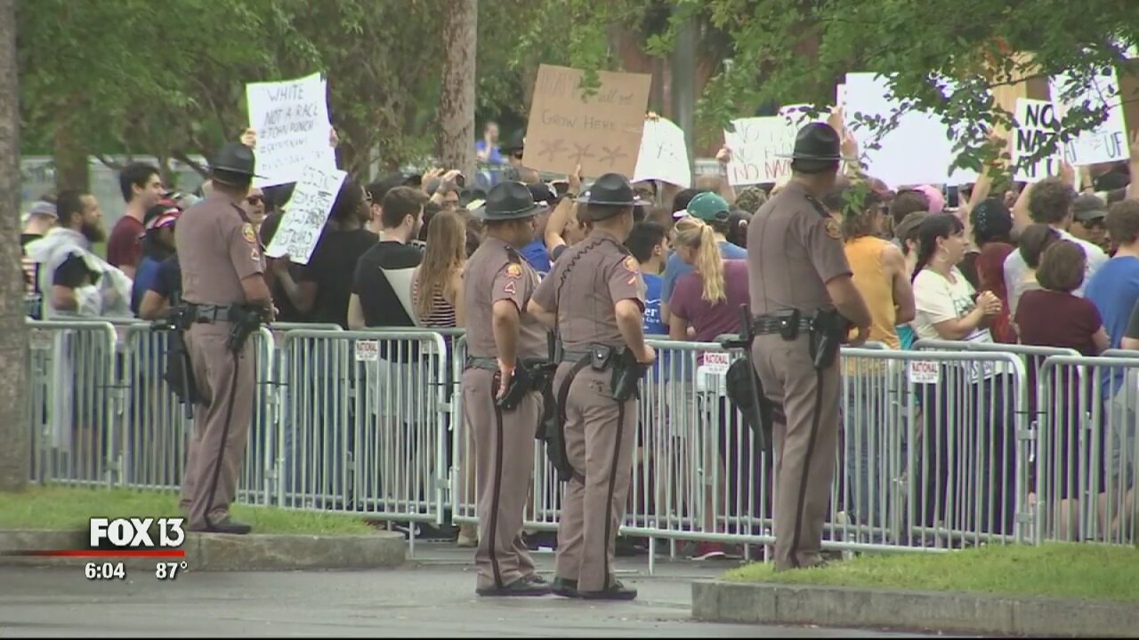 Security, protesters dominate Spencer speech