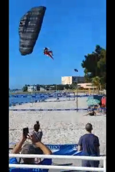Skydiving Santa Lands in Tree