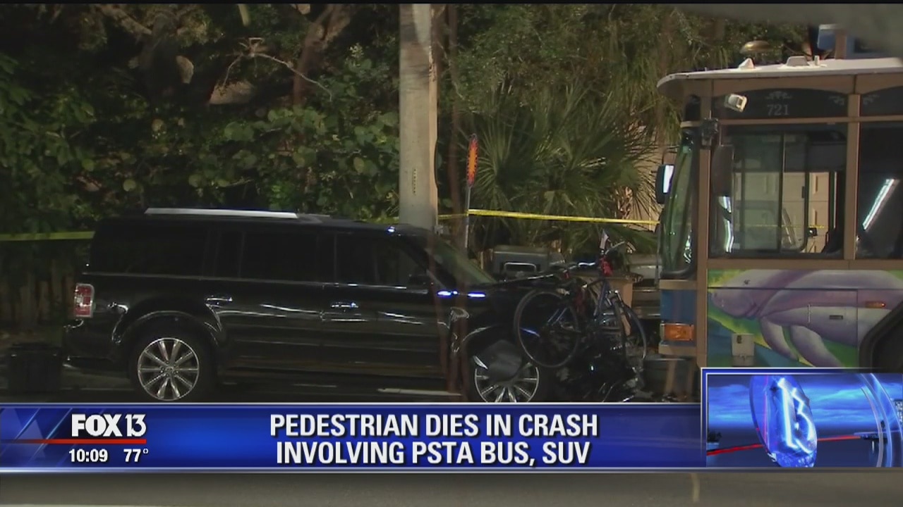 Pedestrian killed in crash involving bus