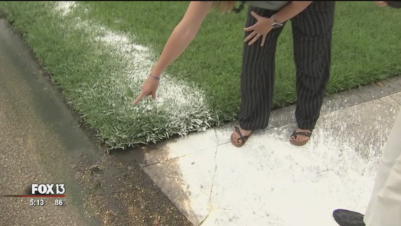Toilet paper residue left on streets by sewage flooding