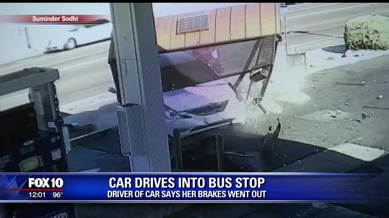 Driver says brakes failed before she crashed into Phoenix bus stop