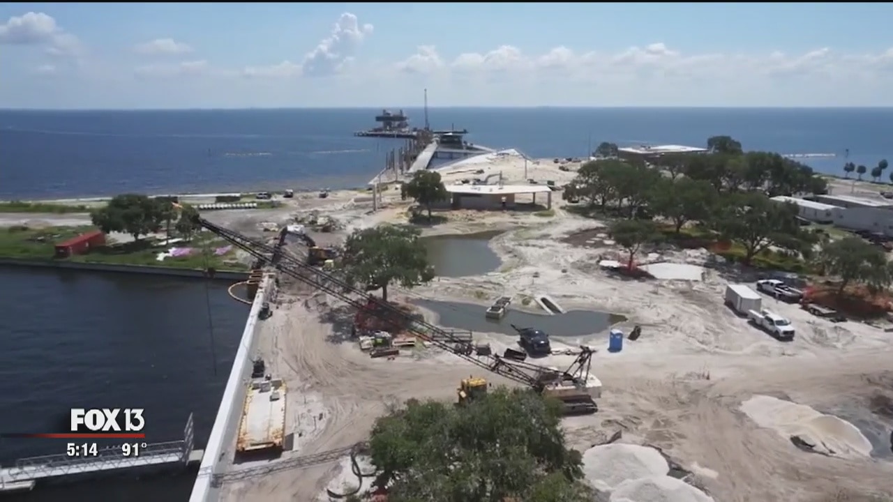 Birds-eye-view of pier progress