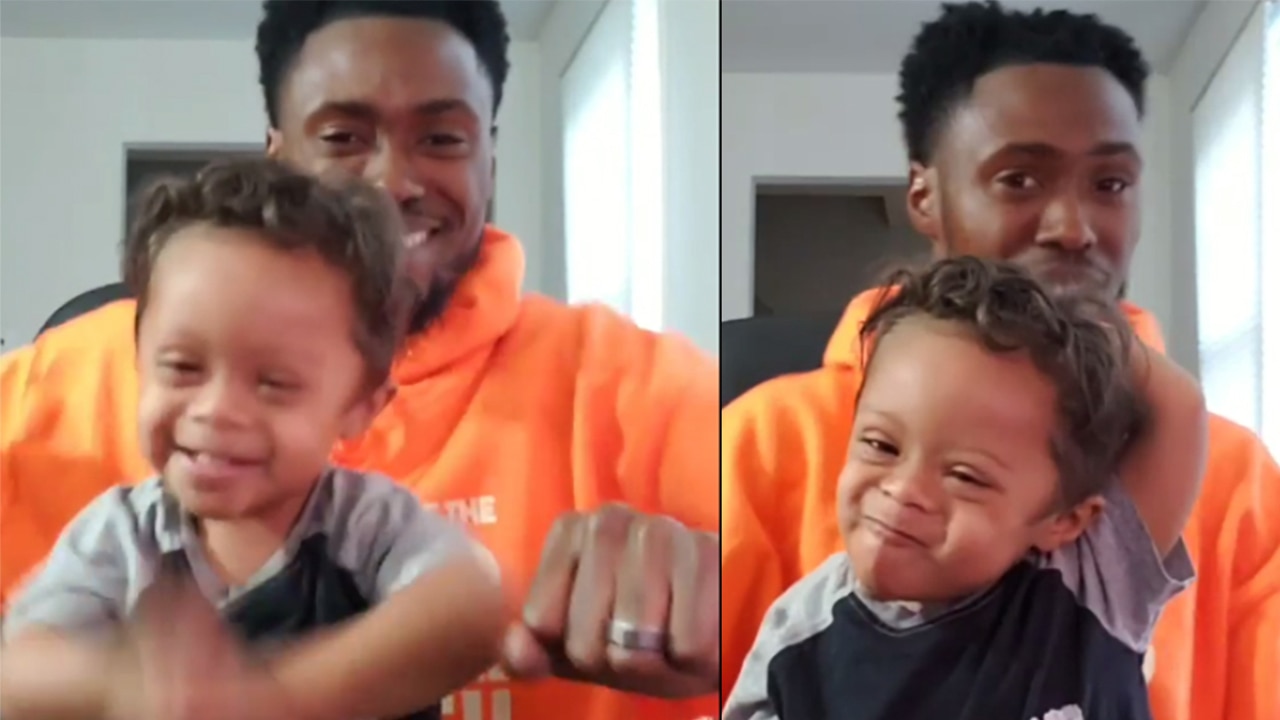 Little boy dances with dad to celebrate 11 months cancer free