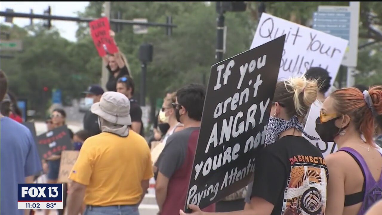 Protesters were loud but peaceful throughout the day in Downtown Tampa