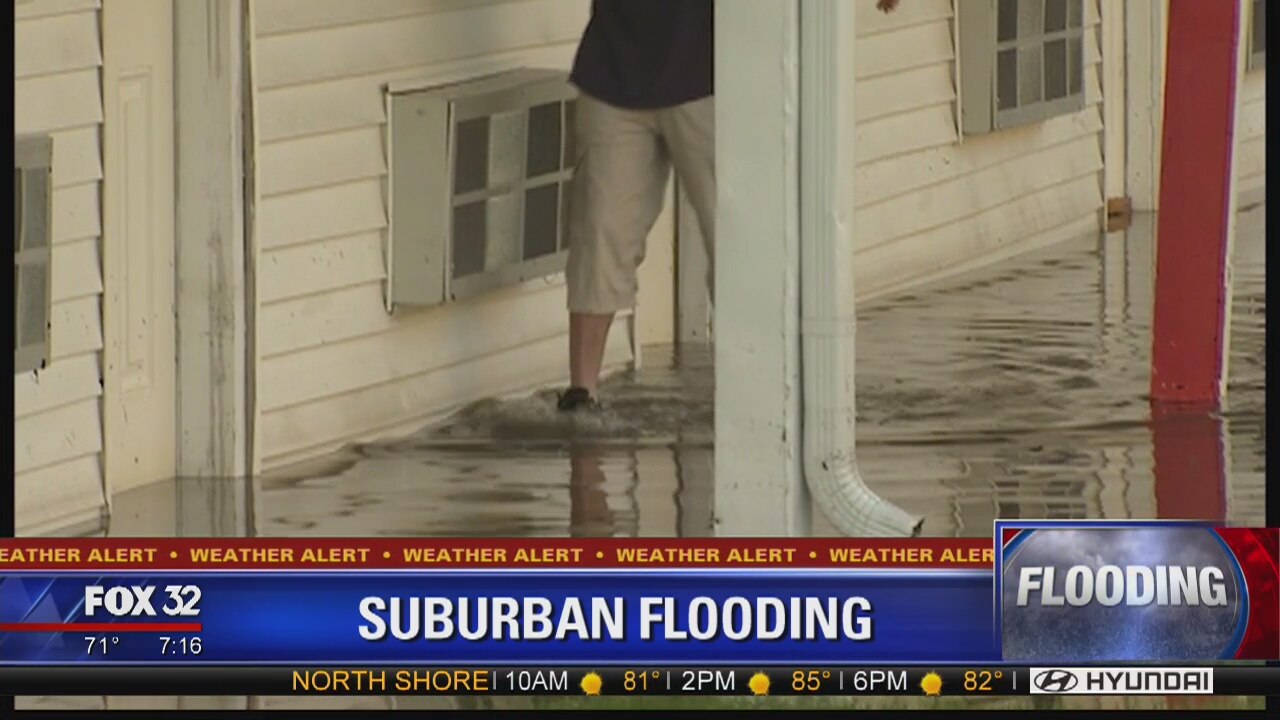 Heavy rains lead to suburban flooding