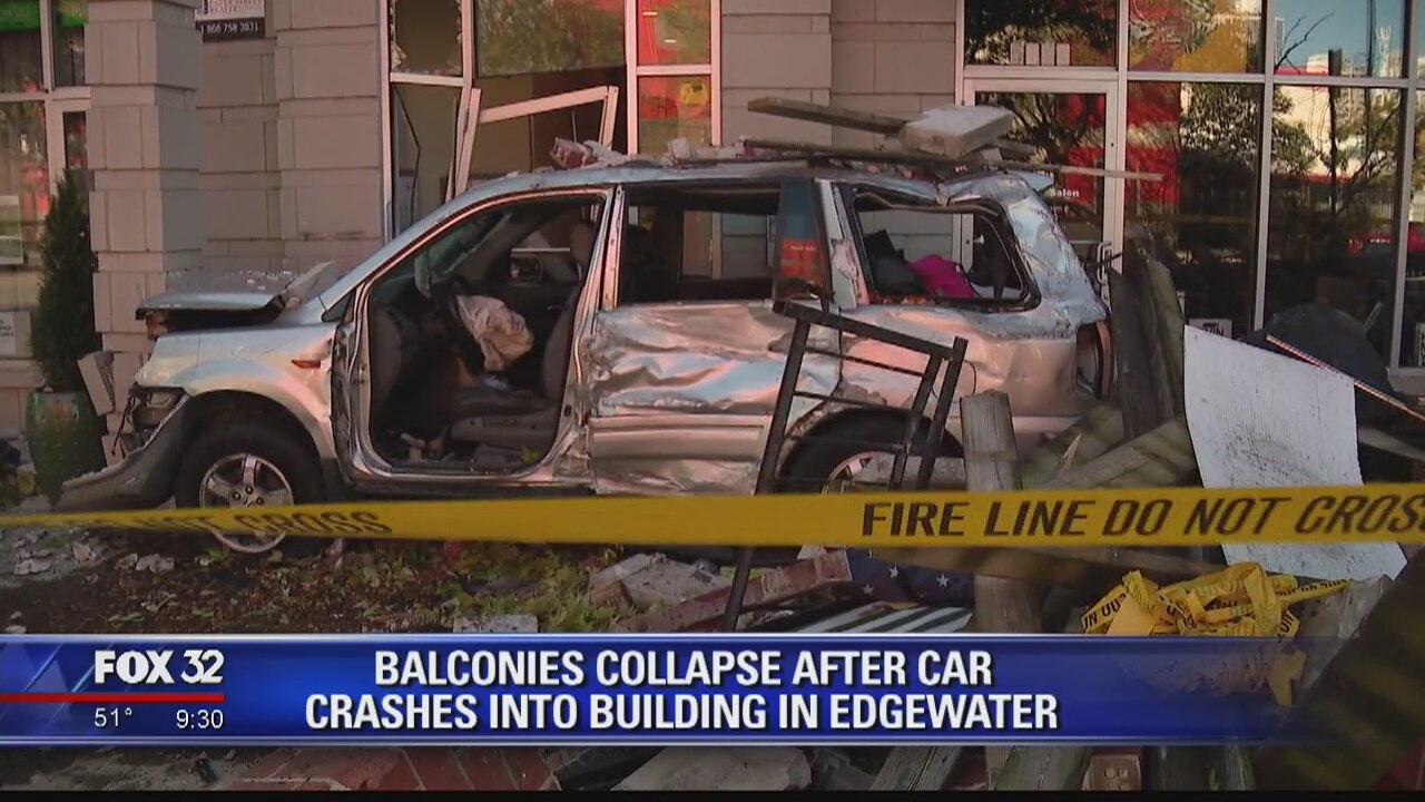 Balconies collapse after vehicle crashes into Edgewater building