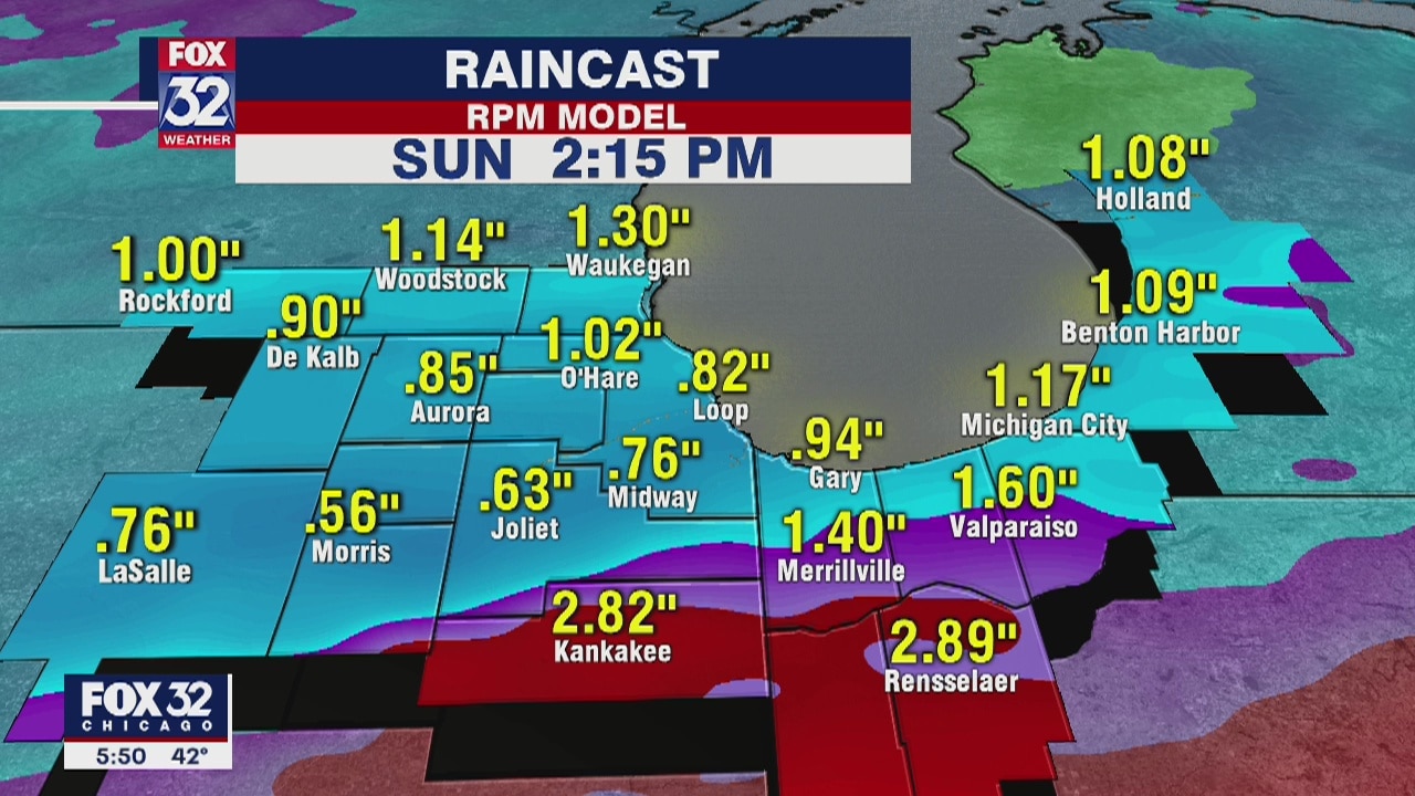6 p.m. forecast for Chicagoland on March 26