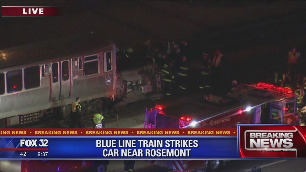 Blue Line service partially suspended due to car on tracks at Rosemont