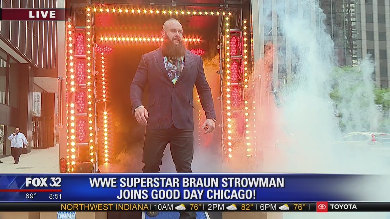 WWE superstar Braun Strowman makes grand entrance on Good Day Chicago